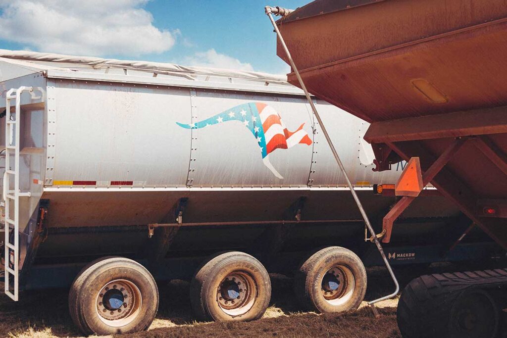 A grain cart and a mother bin work best as a team.
